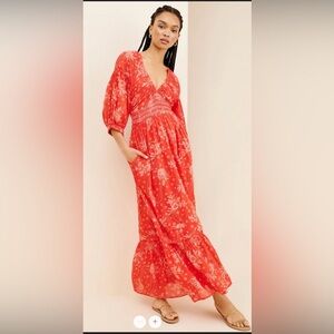 FREE PEOPLE Red Boho Maxi Dress